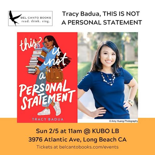 Bel Canto Books – Author Event with Tracy Badua, THIS IS NOT A PERSONAL STATEMENT